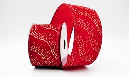 Licht bordeauxrood lint met glitter, golf- en stippenpatroon_KW0474GC-8B-169
